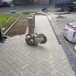 Natural block paving being installed